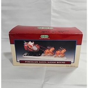 Lemax Village Collection #53157 1995 Porcelain Santa Sleigh Bound